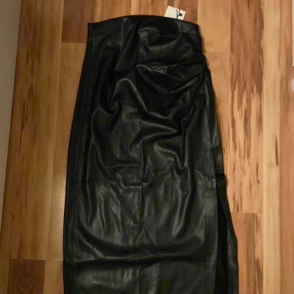 Zara Faux Leather Midi Skirt